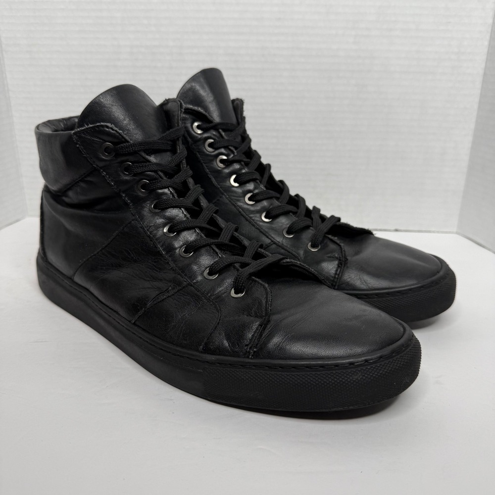8 by YOOX High Top Sneakers Mens 9 Black Leather Made in Italy Designer Shoes